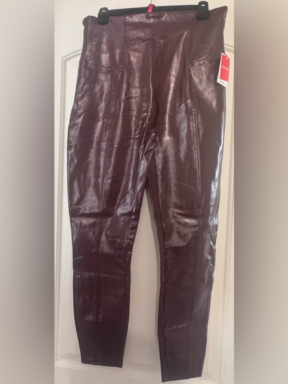 SPANX Faux Leather Leggings in Deep Burgundy